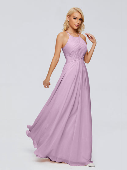 Finley A-line Halter Chiffon Bridesmaid Dresses