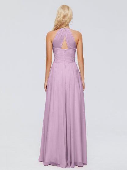 Finley A-line Halter Chiffon Bridesmaid Dresses