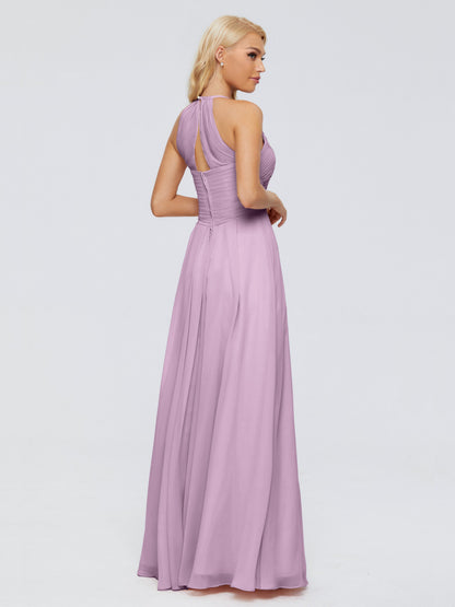 Finley A-line Halter Chiffon Bridesmaid Dresses