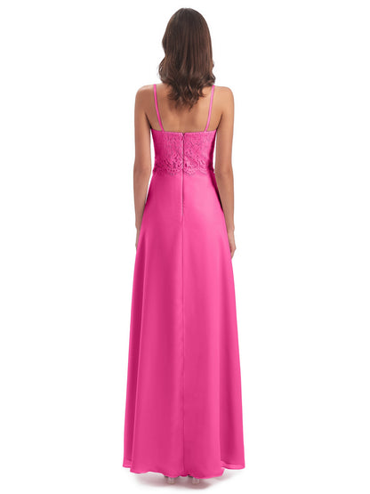 Grace Column Spaghetti Straps Lace Bridesmaid Dresses