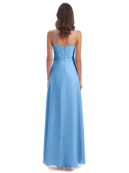 Grace Column Spaghetti Straps Lace Bridesmaid Dresses