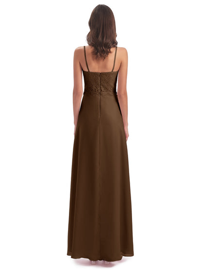 Grace Column Spaghetti Straps Lace Bridesmaid Dresses