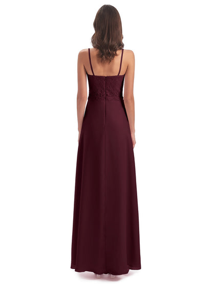 Grace Column Spaghetti Straps Lace Bridesmaid Dresses