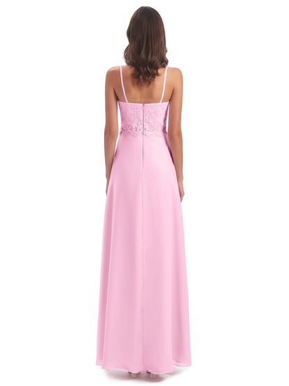 Grace Column Spaghetti Straps Lace Bridesmaid Dresses