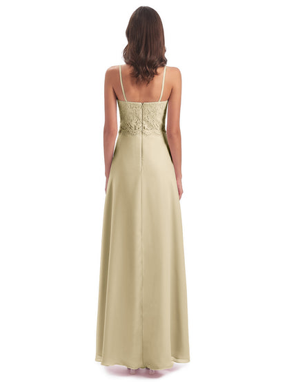 Grace Column Spaghetti Straps Lace Bridesmaid Dresses