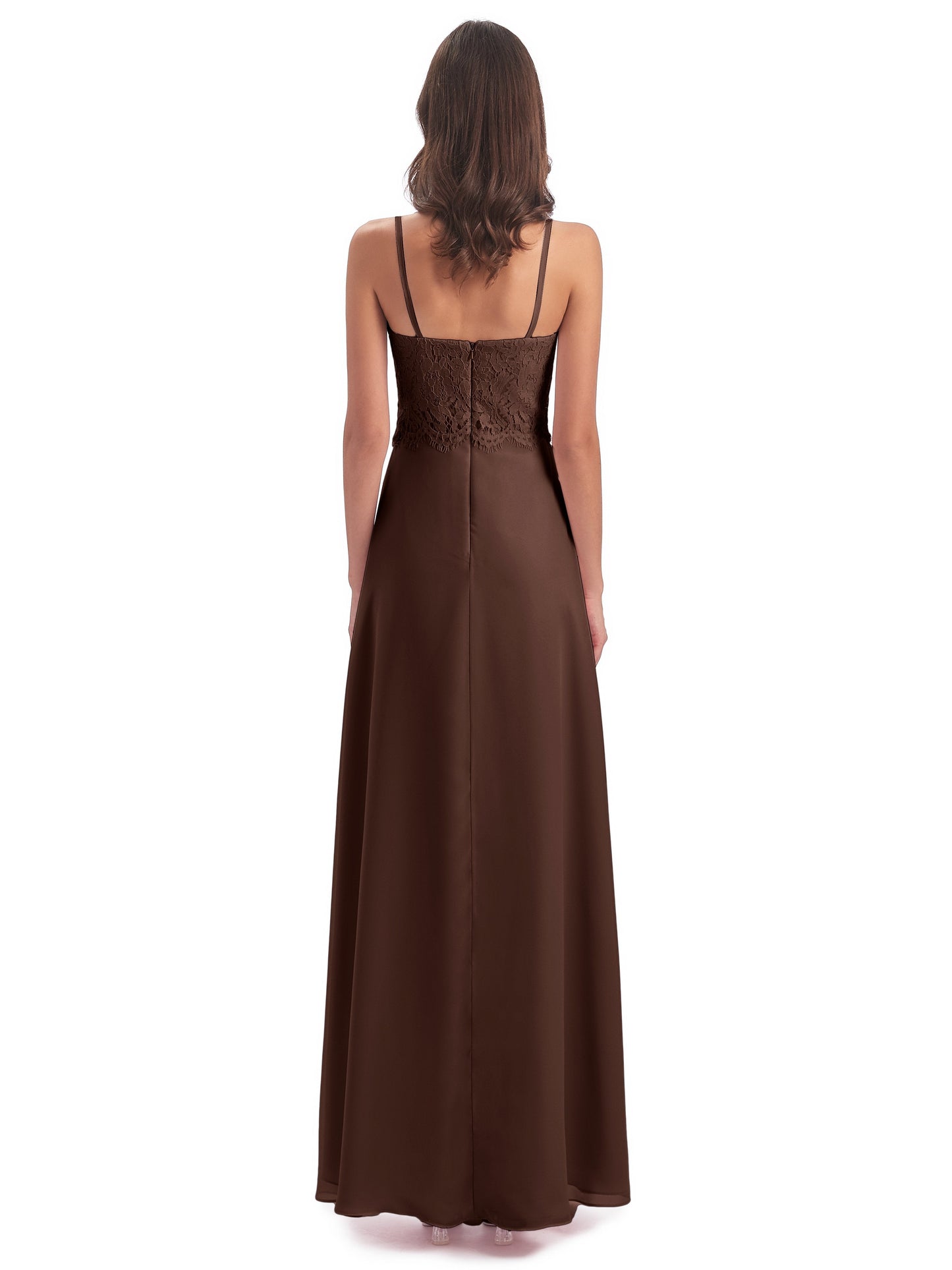 Grace Column Spaghetti Straps Lace Bridesmaid Dresses