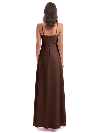 Grace Column Spaghetti Straps Lace Bridesmaid Dresses