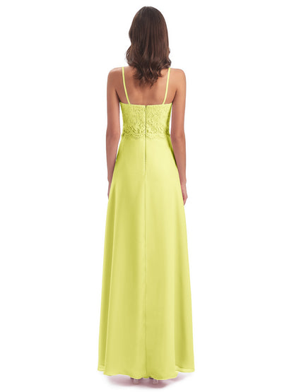 Grace Column Spaghetti Straps Lace Bridesmaid Dresses