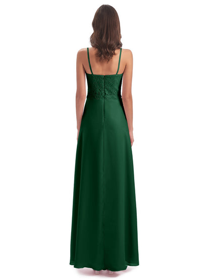 Grace Column Spaghetti Straps Lace Bridesmaid Dresses