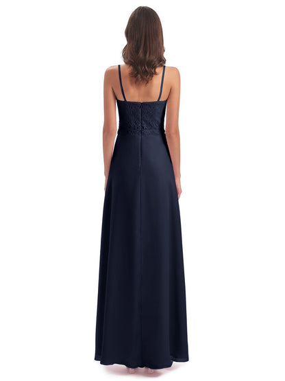 Grace Column Spaghetti Straps Lace Bridesmaid Dresses