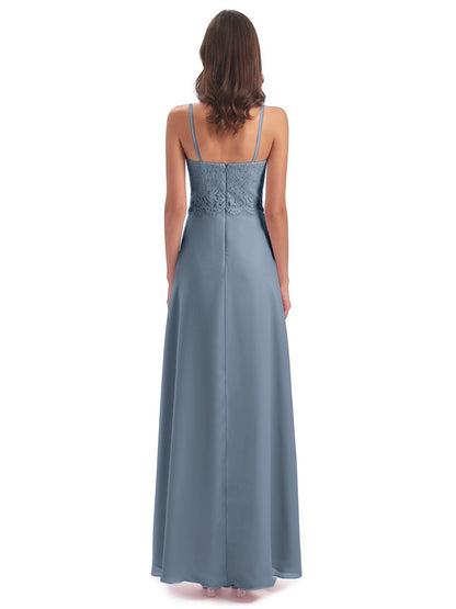 Grace Column Spaghetti Straps Lace Bridesmaid Dresses