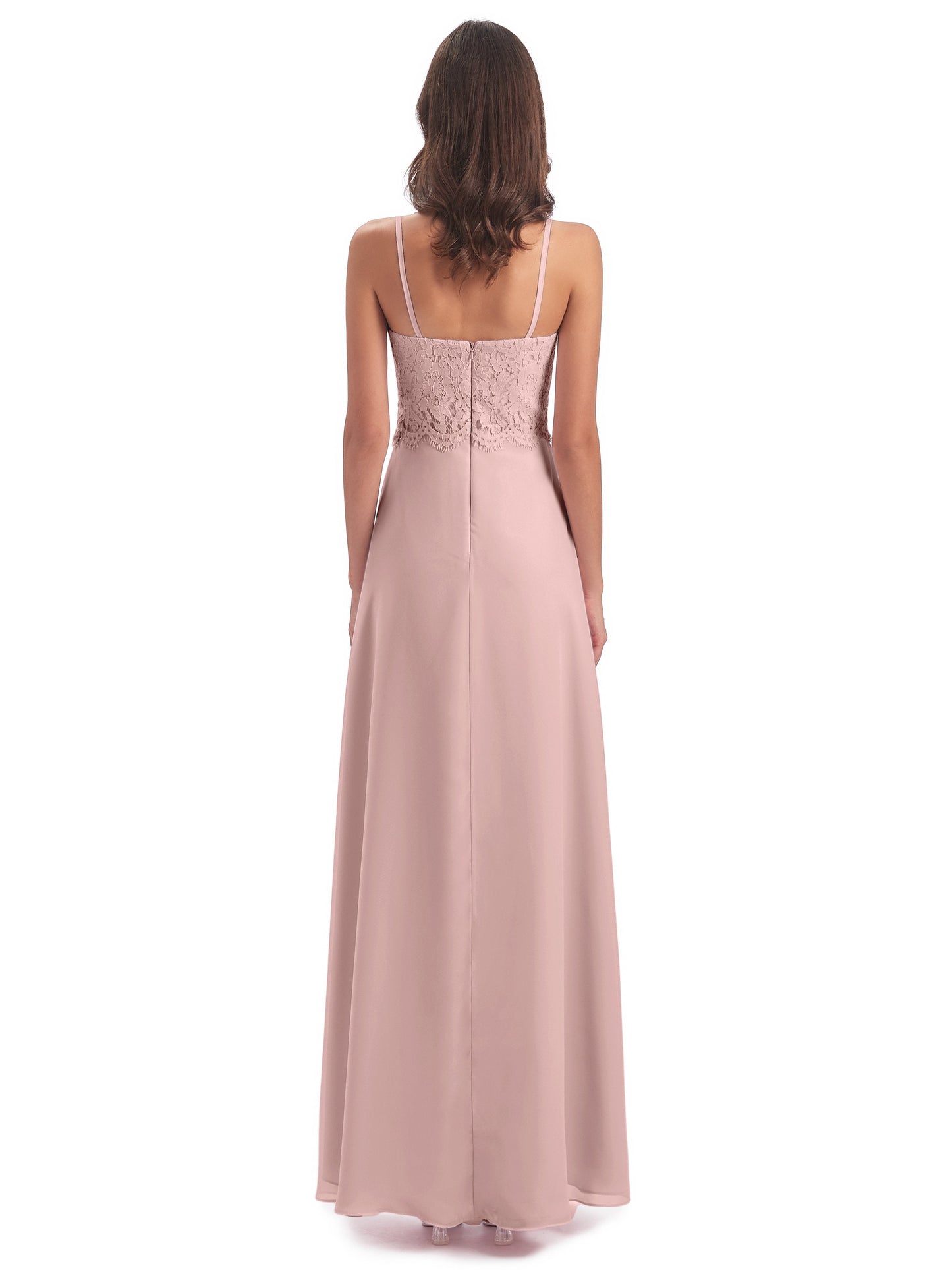 Grace Column Spaghetti Straps Lace Bridesmaid Dresses