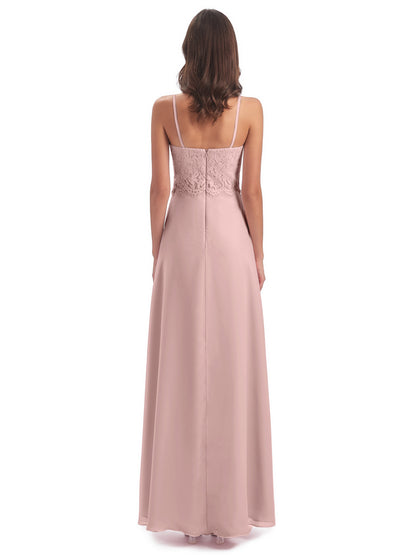 Grace Column Spaghetti Straps Lace Bridesmaid Dresses