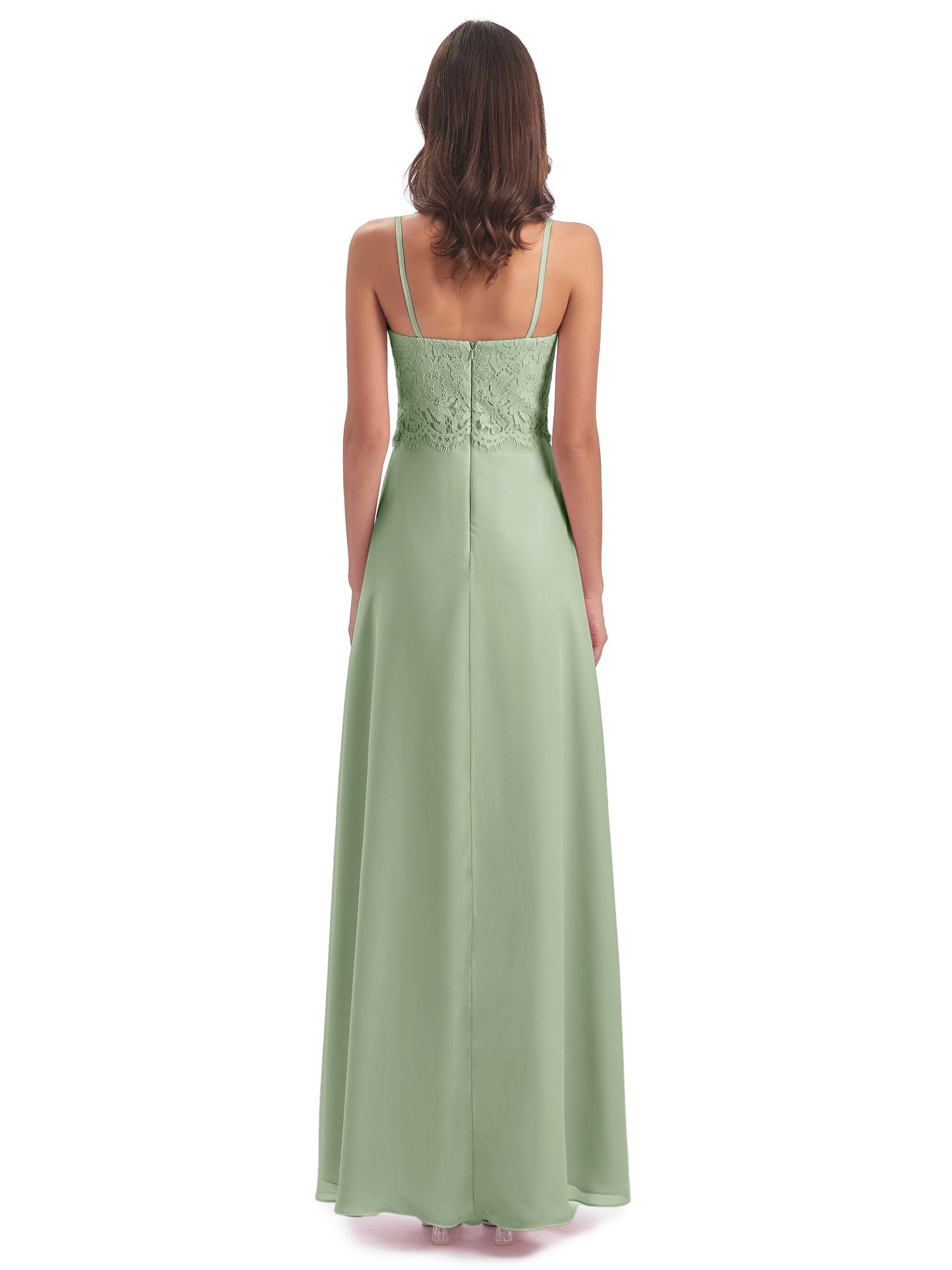 Grace Column Spaghetti Straps Lace Bridesmaid Dresses
