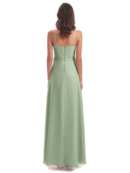Grace Column Spaghetti Straps Lace Bridesmaid Dresses