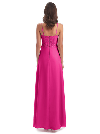 Grace Column Spaghetti Straps Lace Bridesmaid Dresses