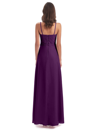 Grace Column Spaghetti Straps Lace Bridesmaid Dresses