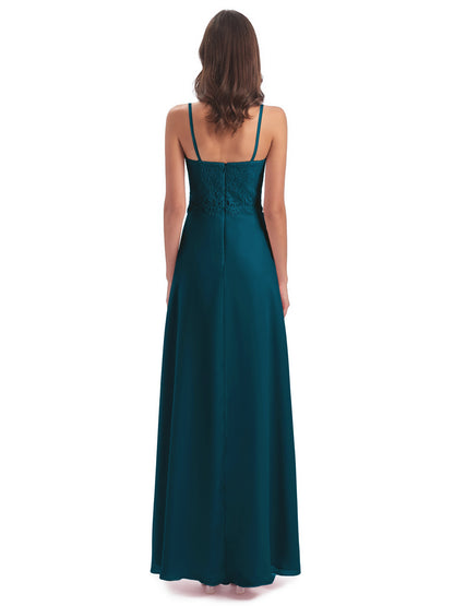 Grace Column Spaghetti Straps Lace Bridesmaid Dresses