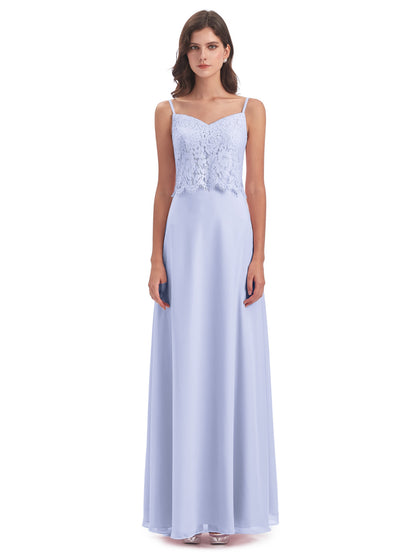 Grace Column Spaghetti Straps Lace Bridesmaid Dresses