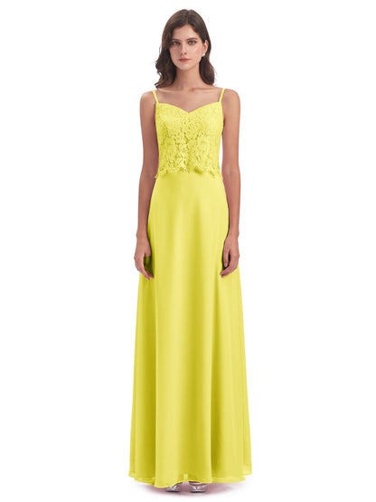 Grace Column Spaghetti Straps Lace Bridesmaid Dresses