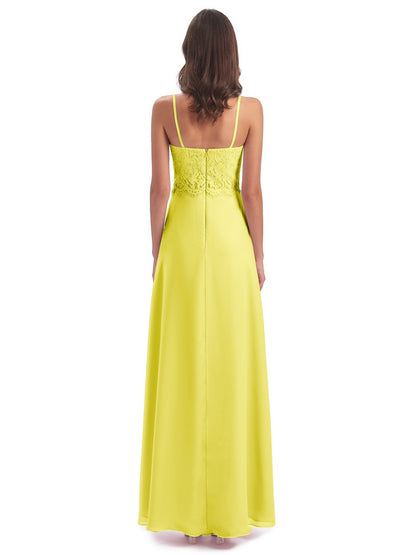 Grace Column Spaghetti Straps Lace Bridesmaid Dresses