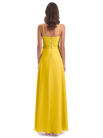 Grace Column Spaghetti Straps Lace Bridesmaid Dresses