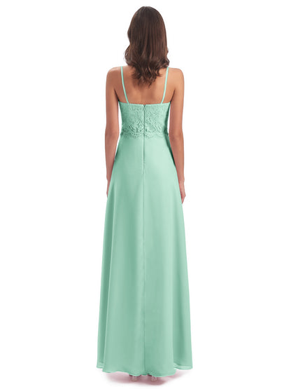 Grace Column Spaghetti Straps Lace Bridesmaid Dresses
