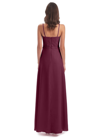 Grace Column Spaghetti Straps Lace Bridesmaid Dresses