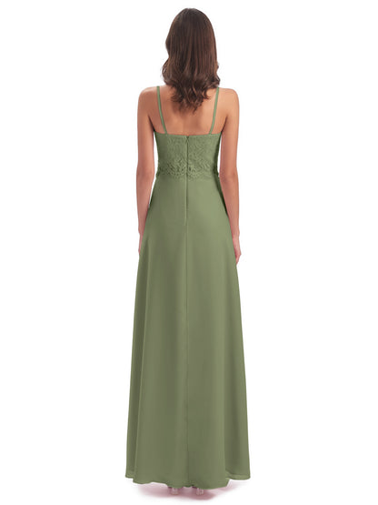 Grace Column Spaghetti Straps Lace Bridesmaid Dresses