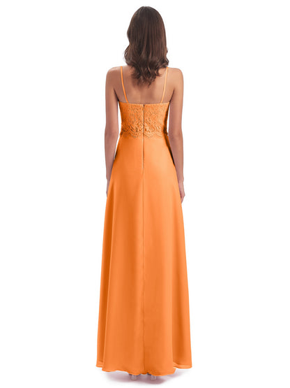 Grace Column Spaghetti Straps Lace Bridesmaid Dresses