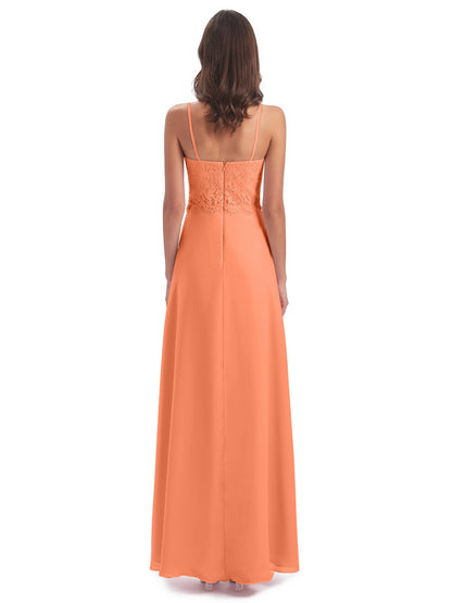 Grace Column Spaghetti Straps Lace Bridesmaid Dresses