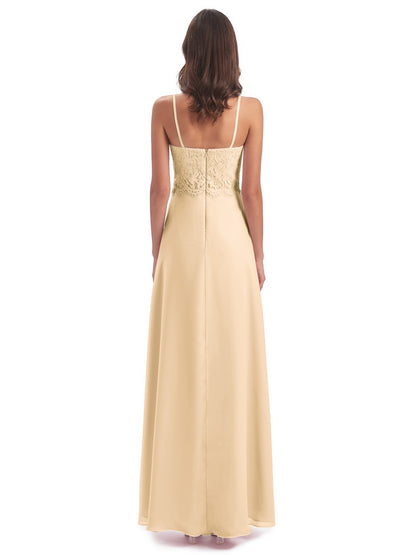 Grace Column Spaghetti Straps Lace Bridesmaid Dresses