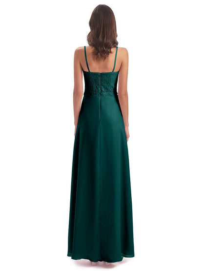 Grace Column Spaghetti Straps Lace Bridesmaid Dresses