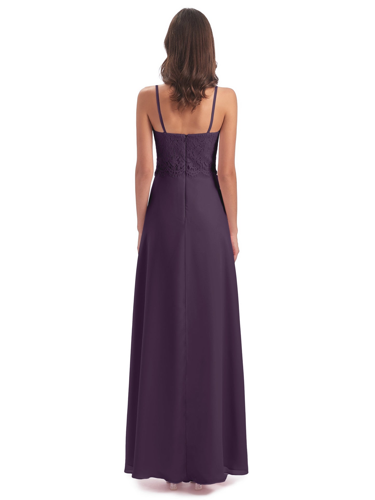 Grace Column Spaghetti Straps Lace Bridesmaid Dresses