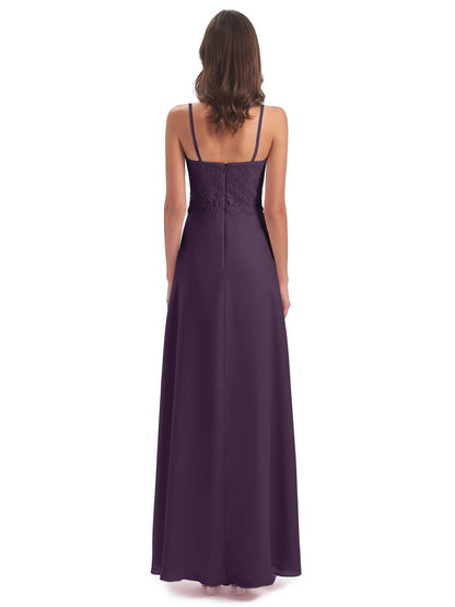 Grace Column Spaghetti Straps Lace Bridesmaid Dresses