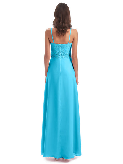 Grace Column Spaghetti Straps Lace Bridesmaid Dresses
