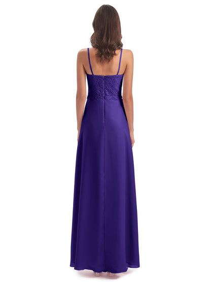 Grace Column Spaghetti Straps Lace Bridesmaid Dresses