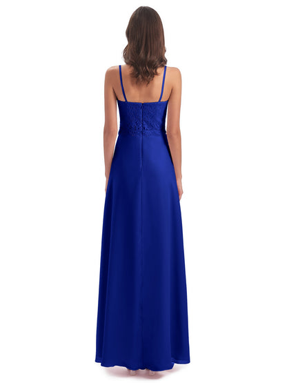 Grace Column Spaghetti Straps Lace Bridesmaid Dresses