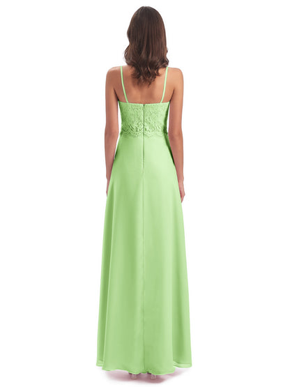 Grace Column Spaghetti Straps Lace Bridesmaid Dresses