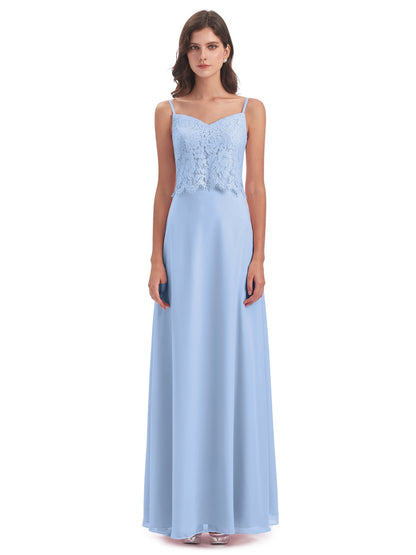 Grace Column Spaghetti Straps Lace Bridesmaid Dresses