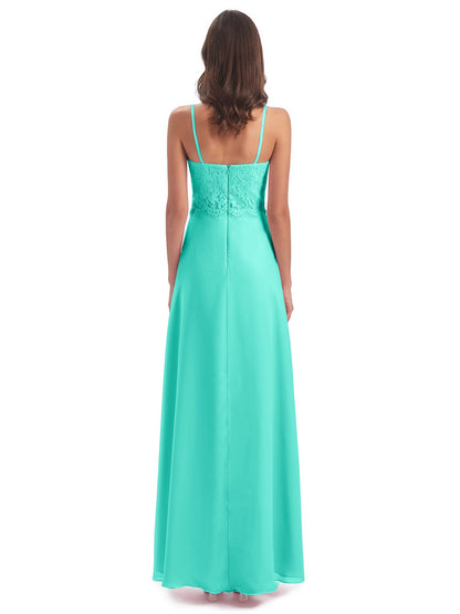 Grace Column Spaghetti Straps Lace Bridesmaid Dresses