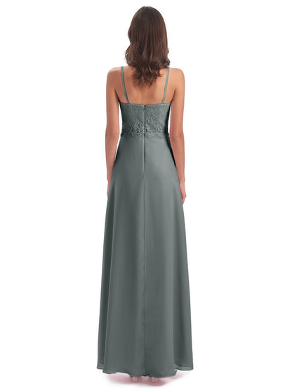 Grace Column Spaghetti Straps Lace Bridesmaid Dresses