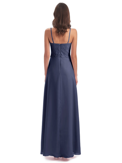 Grace Column Spaghetti Straps Lace Bridesmaid Dresses