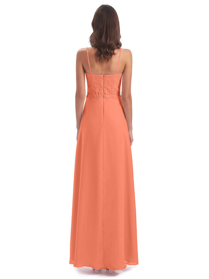 Grace Column Spaghetti Straps Lace Bridesmaid Dresses