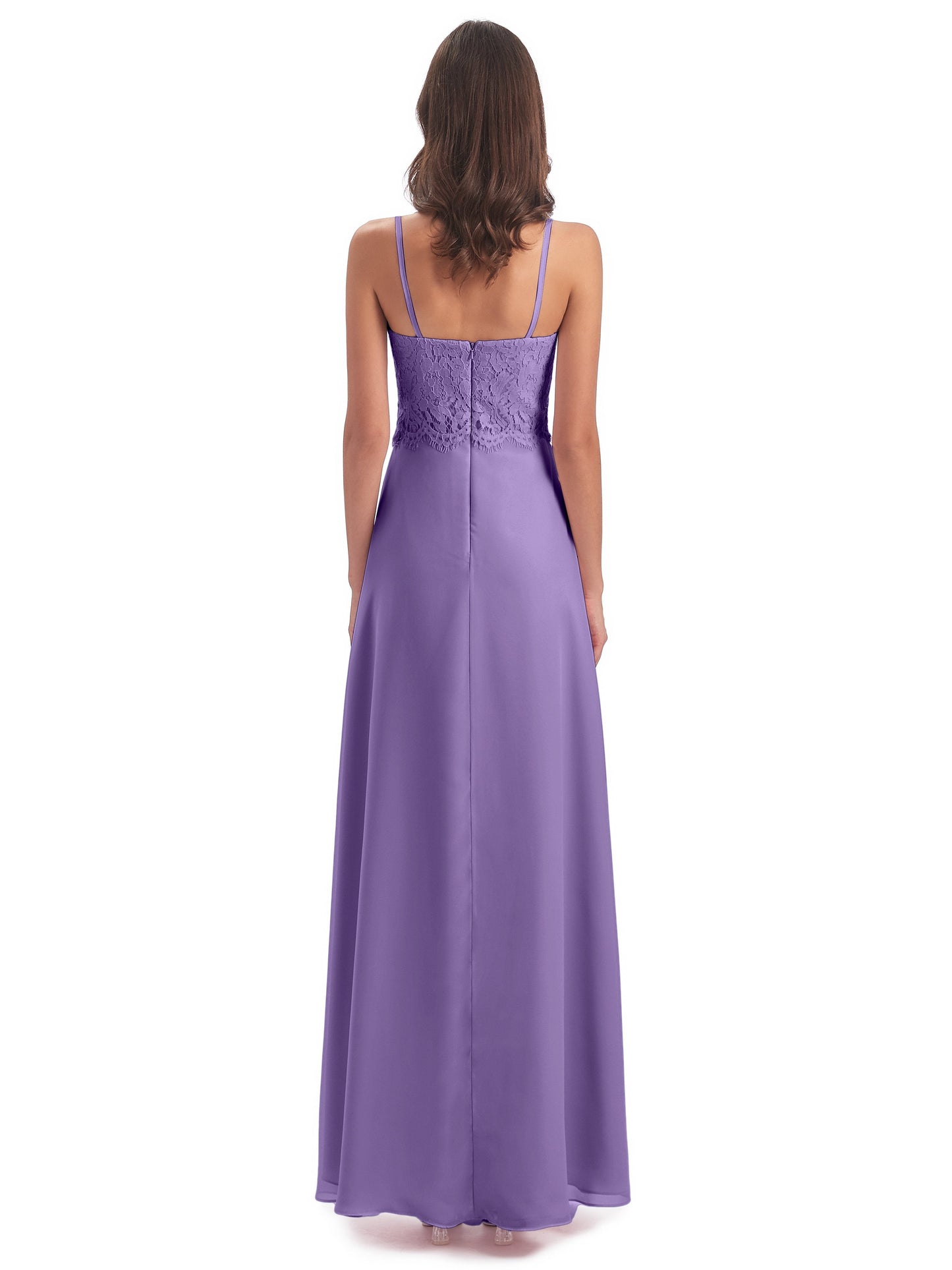 Grace Column Spaghetti Straps Lace Bridesmaid Dresses