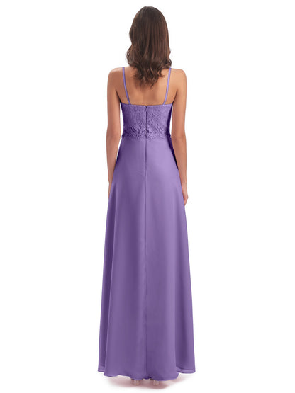 Grace Column Spaghetti Straps Lace Bridesmaid Dresses