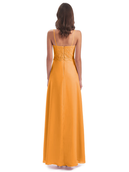 Grace Column Spaghetti Straps Lace Bridesmaid Dresses