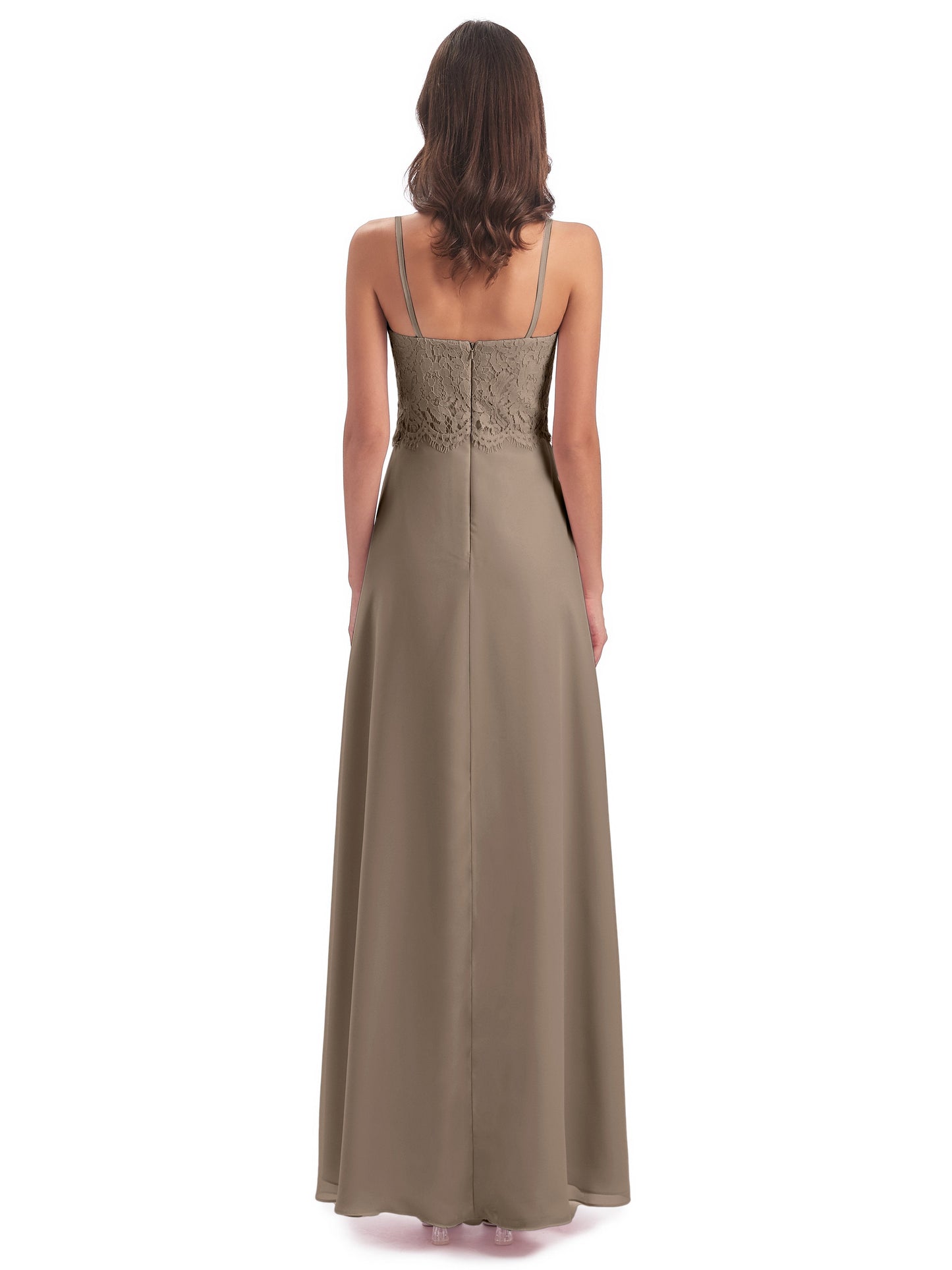 Grace Column Spaghetti Straps Lace Bridesmaid Dresses