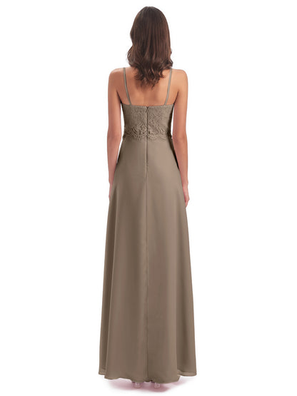 Grace Column Spaghetti Straps Lace Bridesmaid Dresses