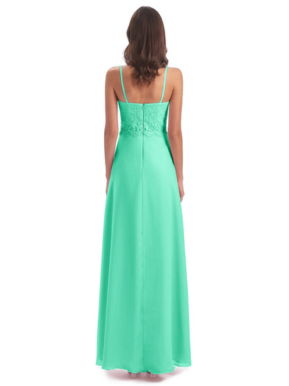 Grace Column Spaghetti Straps Lace Bridesmaid Dresses